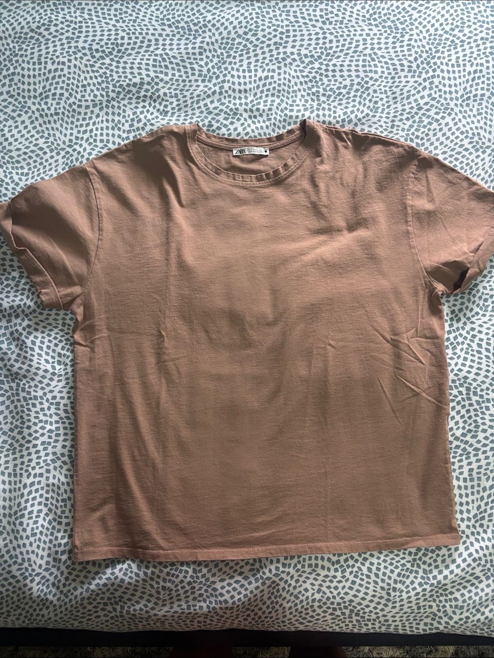 Zara woman’s loose Crew Neck T-Shirt in Dusty Rose